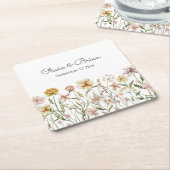 Gepersonaliseerde Waterverf Wildflower Meadow Flor Kartonnen Onderzetters (Schuin)