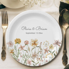 Gepersonaliseerde Waterverf Wildflower Meadow Flor Papieren Bordje