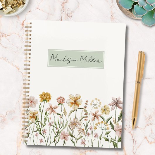 Gepersonaliseerde Waterverf Wildflower Meadow Flor Planner