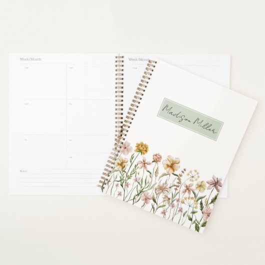 Gepersonaliseerde Waterverf Wildflower Meadow Flor Planner (Display)