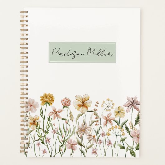 Gepersonaliseerde Waterverf Wildflower Meadow Flor Planner (Voorkant)