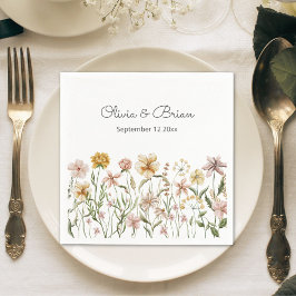 Gepersonaliseerde Waterverf Wildflower Meadow Flor Servet