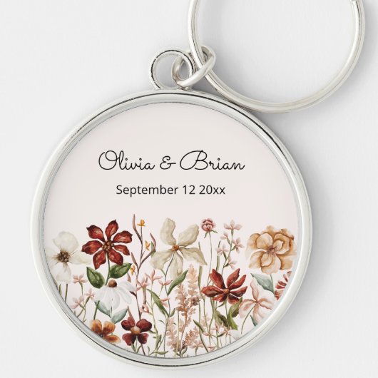 Gepersonaliseerde Waterverf Wildflower Meadow Sleutelhanger (Voorkant)