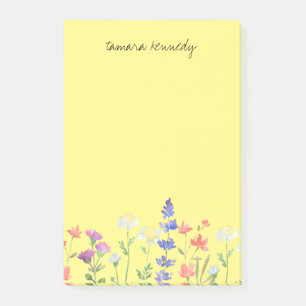 Gepersonaliseerde Waterverf Wildflowers Naam Flora Post-it® Notes
