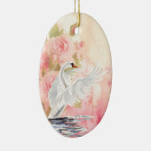 Gepersonaliseerde Waterverf Witte Zwan en Rozen Keramisch Ornament (Rechts)
