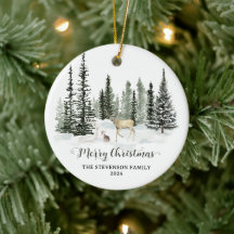 Gepersonaliseerde Waterverf Woodland Merry Christm