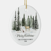 Gepersonaliseerde Waterverf Woodland Merry Christm Keramisch Ornament (Rechts)