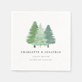 Gepersonaliseerde Waterverf Woodland Wedding Servet (Voorkant)