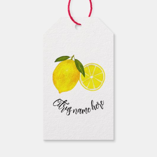 Gepersonaliseerde Waterverf Yellow Lemon Cadeaulabel (Achterkant)