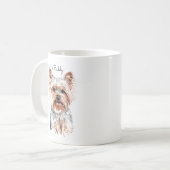 Gepersonaliseerde Waterverf Yorkie Koffiemok (Voorkant links)
