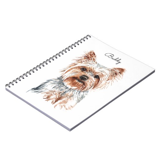 Gepersonaliseerde Waterverf Yorkie Notitieboek (Linkerzijde)