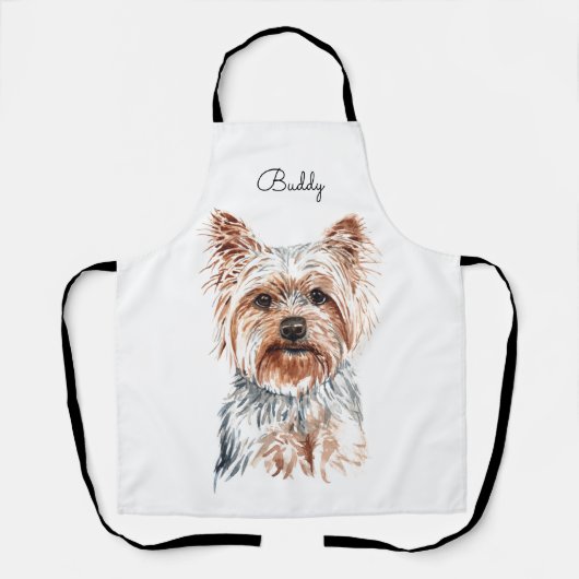 Gepersonaliseerde Waterverf Yorkie Schort (Voorkant)