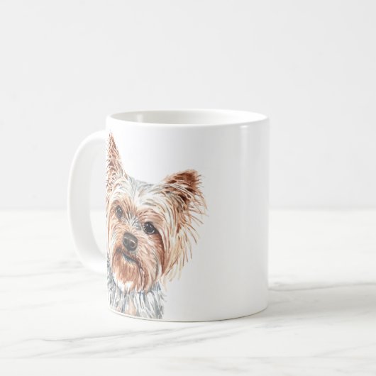 Gepersonaliseerde Waterverf Yorkie Terrier Mok (Voorkant links)