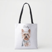 Gepersonaliseerde Waterverf Yorkie Tote Bag (Voorkant)