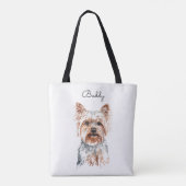 Gepersonaliseerde Waterverf Yorkie Tote Bag (Achterkant)