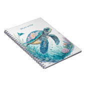 Gepersonaliseerde Waterverf Zee Schildpad Notitieboek (Rechterzijde)