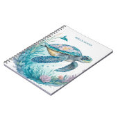 Gepersonaliseerde Waterverf Zee Schildpad Notitieboek (Linkerzijde)