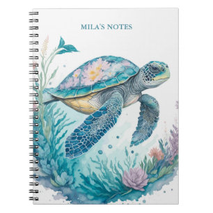 Gepersonaliseerde Waterverf Zee Schildpad Notitieboek