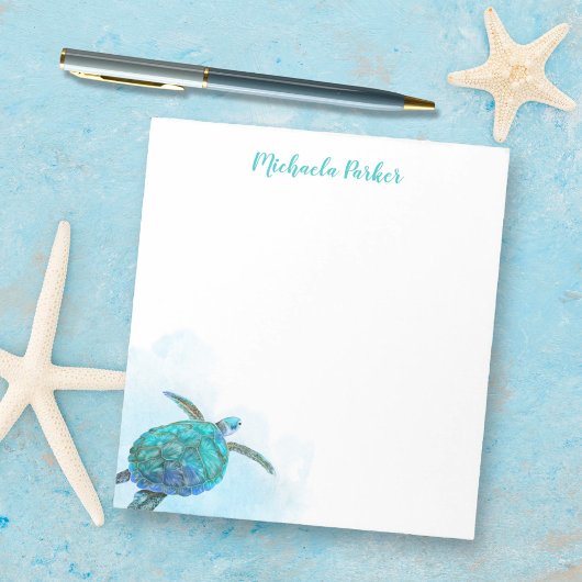 Gepersonaliseerde Waterverf Zee Turtle Stationery Notitieblok