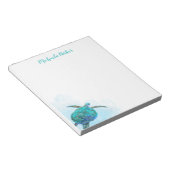 Gepersonaliseerde Waterverf Zee Turtle Stationery Notitieblok (Schuin)