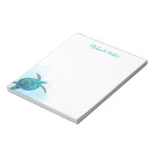 Gepersonaliseerde Waterverf Zee Turtle Stationery Notitieblok (Linkerzijde)