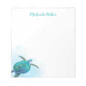 Gepersonaliseerde Waterverf Zee Turtle Stationery Notitieblok (Voorkant)