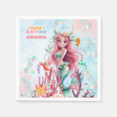 Gepersonaliseerde Waterverf Zeemeermin Party Papie Servet (Voorkant)