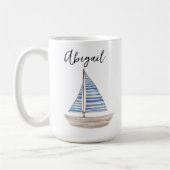 Gepersonaliseerde Waterverf Zeilboot Mok (Links)