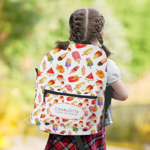 Gepersonaliseerde Waterverf Zomer Popsicle Pattern Bedrukte Rugzak