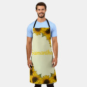 Gepersonaliseerde Waterverf Zonnebloemen Schort (Gedragen)