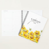 Gepersonaliseerde Waterverf Zonnebloemen Script Planner (Display)