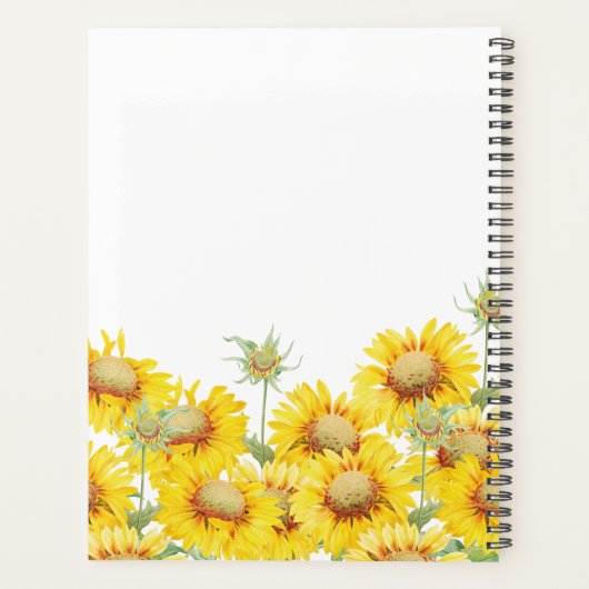 Gepersonaliseerde Waterverf Zonnebloemen Script Planner (Achterkant)
