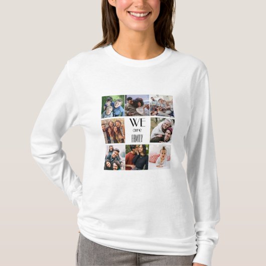 Gepersonaliseerde "We Are Family" foto template T-shirt (Voorkant)