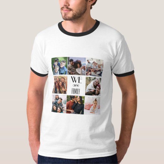 Gepersonaliseerde "We Are Family" foto template T-shirt (Voorkant)