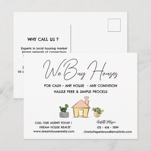 Gepersonaliseerde 'We kopen huizen' vastgoedpromot Briefkaart (Voorkant / Achterkant)