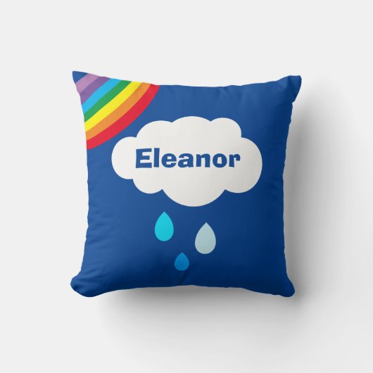 Gepersonaliseerde Weather Cloud and Raindrops Cush Kussen (Voorkant)