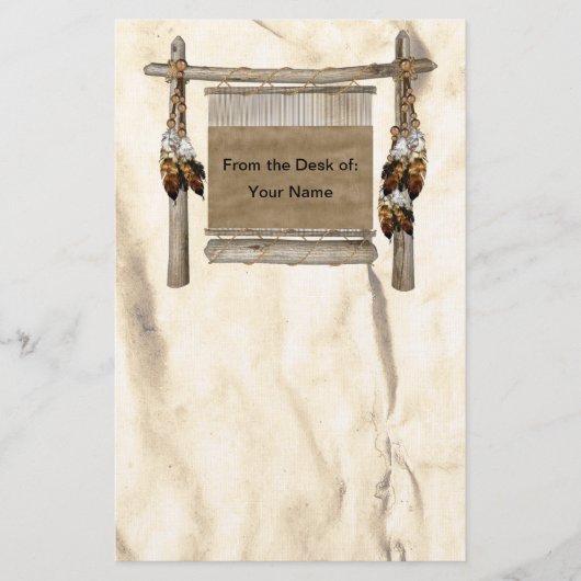 Gepersonaliseerde Weaving Loom Native American Sta Briefpapier (Voorkant)