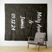 Gepersonaliseerde Wedachtergrond zwarte gouden lam Wandkleed (In Situ (horizontaal))