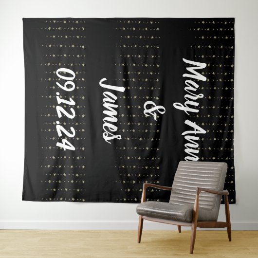 Gepersonaliseerde Wedachtergrond zwarte gouden lam Wandkleed (In Situ (horizontaal))