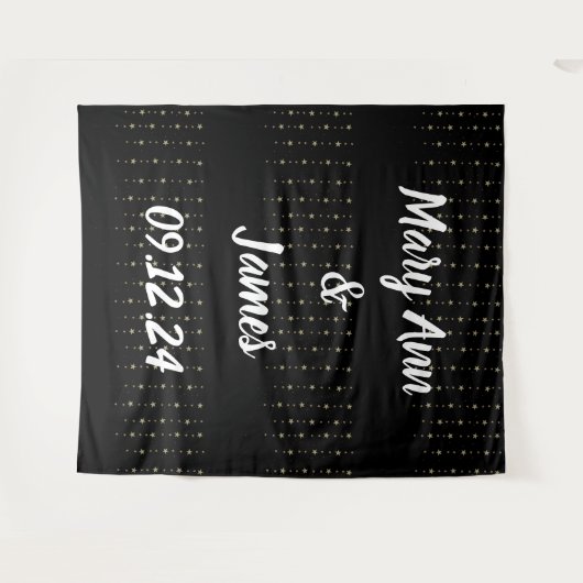 Gepersonaliseerde Wedachtergrond zwarte gouden lam Wandkleed (Voorkant (horizontaal))