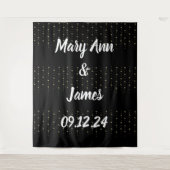 Gepersonaliseerde Wedachtergrond zwarte gouden lam Wandkleed (Voorkant)