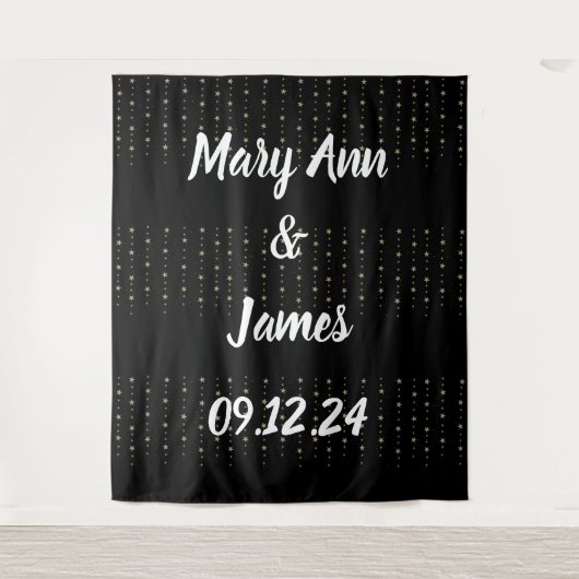 Gepersonaliseerde Wedachtergrond zwarte gouden lam Wandkleed (Voorkant)