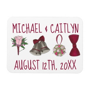 Gepersonaliseerde weddenschappen met bloemen Bowti Magneet