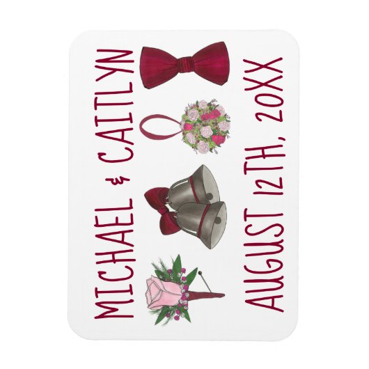 Gepersonaliseerde weddenschappen met bloemen Bowti Magneet (Verticaal)