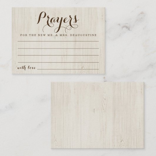Gepersonaliseerde weddenschapskaart - Rustic Wood Contactkaartje (Voorkant / Achterkant)