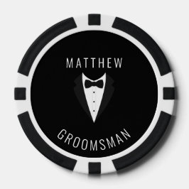 Gepersonaliseerde Wedding Black Groomsman Tuxedo Poker Chips