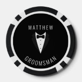 Gepersonaliseerde Wedding Black Groomsman Tuxedo Poker Chips (Achterkant)