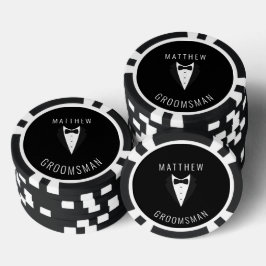 Gepersonaliseerde Wedding Black Groomsman Tuxedo Poker Chips