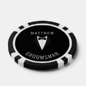 Gepersonaliseerde Wedding Black Groomsman Tuxedo Poker Chips (Enkel)