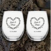 Gepersonaliseerde Wedding Couple's Naam & Datum Ha Wijnglas Zonder Voet